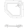 Mexen Flat slim pentagonal shower tray right 90 x 80 cm, white, black siphon - 41P108090R-B