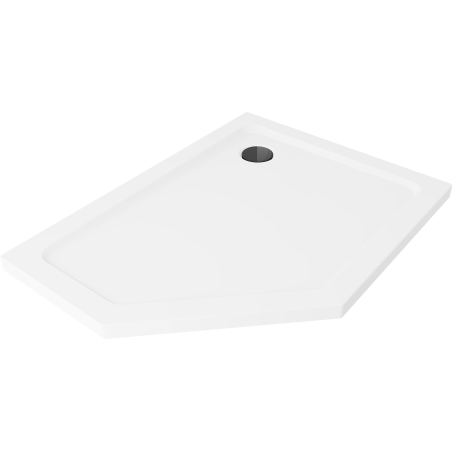 Mexen Flat slim pentagonal shower tray right 90 x 80 cm, white, black siphon - 41P108090R-B