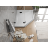 Mexen Flat slim pentagonal shower tray right 90 x 80 cm, white, black siphon - 41P108090R-B