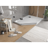 Mexen Flat slim pentagonal shower tray right 90 x 80 cm, white, black siphon - 41P108090R-B