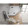 Mexen Flat pentagonal slim shower tray right 100 x 80 cm, white, black siphon - 41P108010R-B