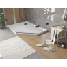 Mexen Flat pentagonal slim left shower tray 100 x 90 cm, white, black siphon - 41P109010L-B
