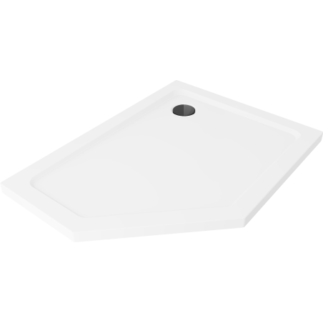 Mexen Flat pentagonal slim shower tray right 100 x 90 cm, white, black siphon - 41P109010R-B