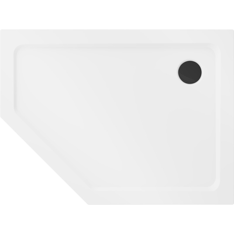 Mexen Flat pentagonal slim shower tray right 100 x 90 cm, white, black siphon - 41P109010R-B