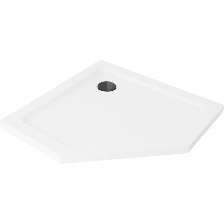 Mexen Flat pentagonal shower base slim 100 x 100 cm, white, black siphon - 41P101010-B