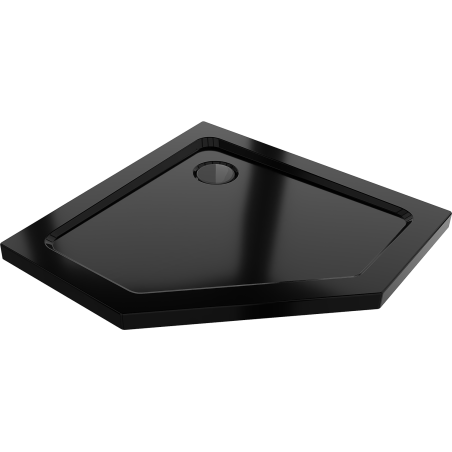 Mexen Flat pentagonal slim shower tray 80 x 80 cm, black, black trap - 41P708080-B
