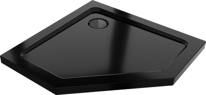 Mexen Flat pentagonal slim shower tray 80 x 80 cm, black, black trap - 41P708080-B