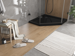 Mexen Flat pentagonal slim shower tray 80 x 80 cm, black, black trap - 41P708080-B