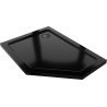 Mexen Flat pentagonal slim left shower tray 90 x 80 cm, black, black siphon - 41P708090L-B