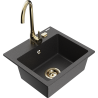 Mexen Milo 1-compartment granite sink with a kitchen mixer tap Telma, spotted black - 6505-76-670200-50