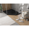 Mexen Flat pentagonal slim left shower tray 90 x 80 cm, black, black siphon - 41P708090L-B