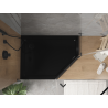 Mexen Flat pentagonal slim left shower tray 90 x 80 cm, black, black siphon - 41P708090L-B