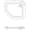 Mexen Flat pentagonal slim shower tray right 100 x 80 cm, black, black siphon - 41P708010R-B
