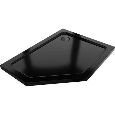 Mexen Flat pentagonal slim shower tray right 100 x 80 cm, black, black siphon - 41P708010R-B