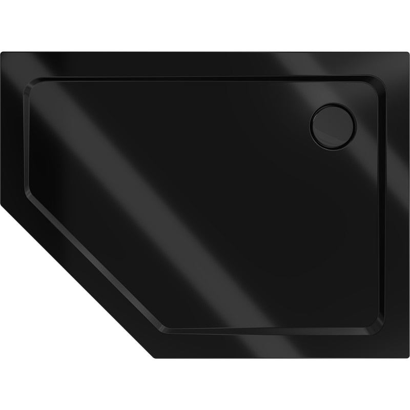 Mexen Flat pentagonal slim shower tray right 100 x 80 cm, black, black siphon - 41P708010R-B