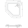 Mexen Flat pentagonal slim shower tray 90 x 90 cm, black, black siphon - 41P709090-B