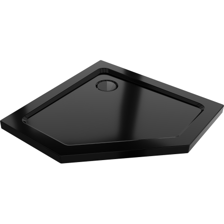 Mexen Flat pentagonal slim shower tray 90 x 90 cm, black, black siphon - 41P709090-B