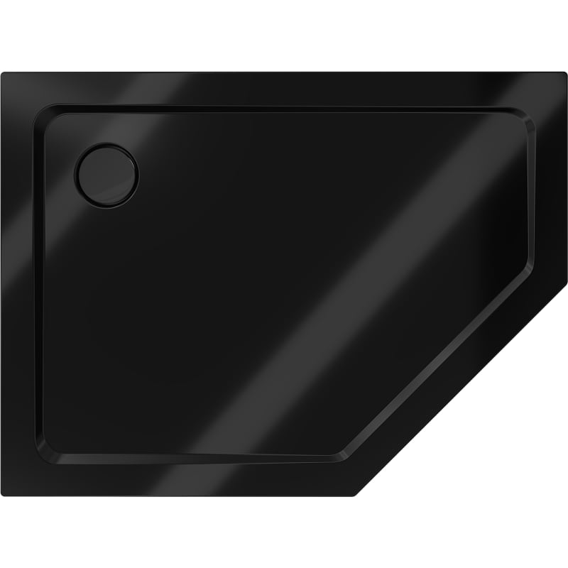 Mexen Flat slim left pentagon shower tray 100 x 90 cm, black, black siphon - 41P709010L-B