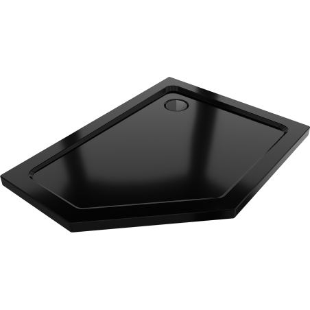 Mexen Flat pentagonal slim shower tray right 100 x 90 cm, black, black siphon - 41P709010R-B