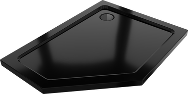 Mexen Flat pentagonal slim shower tray right 100 x 90 cm, black, black siphon - 41P709010R-B