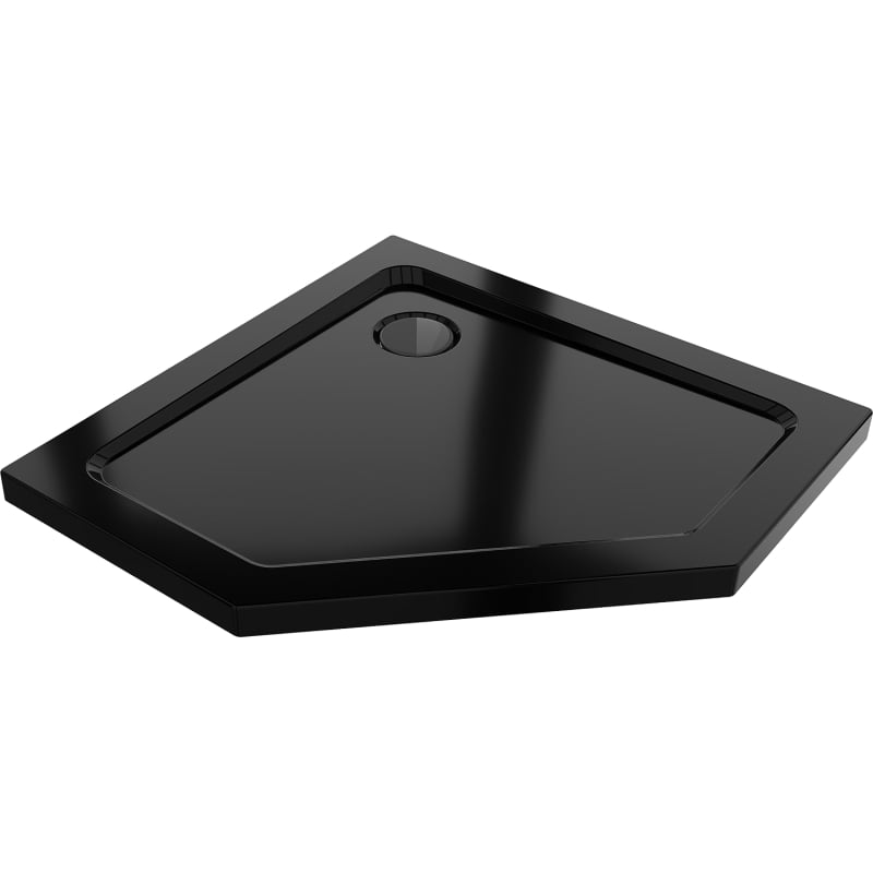 Mexen Flat slim pentagonal shower tray 100 x 100 cm, black, black siphon - 41P701010-B