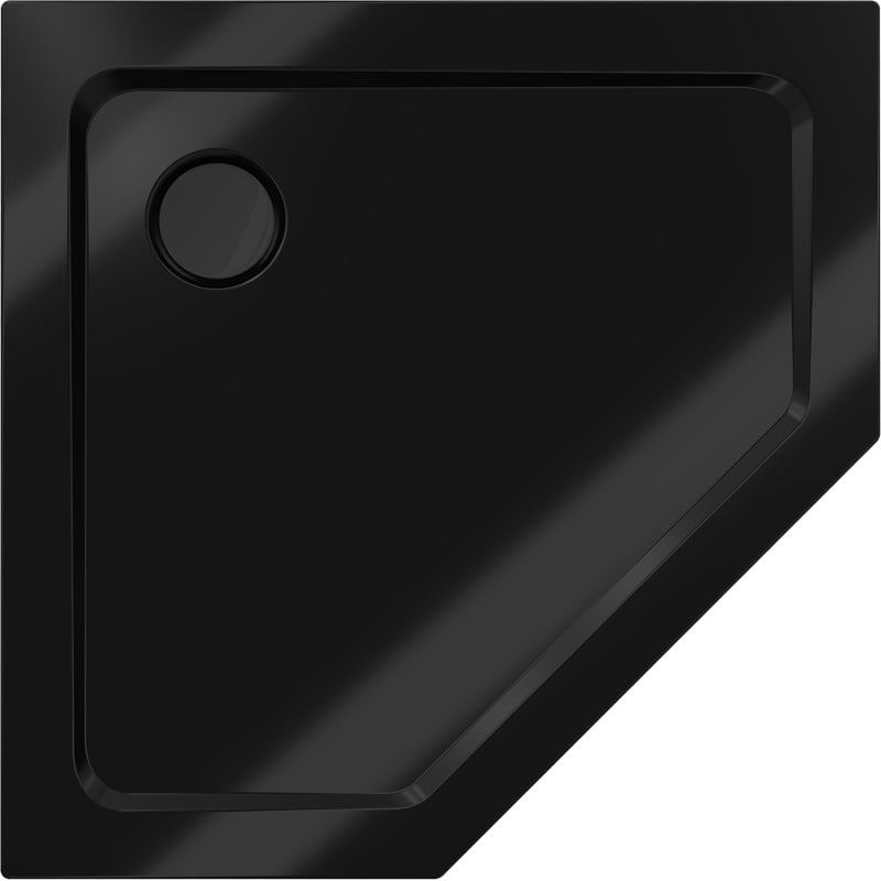 Mexen Flat slim pentagonal shower tray 100 x 100 cm, black, black siphon - 41P701010-B