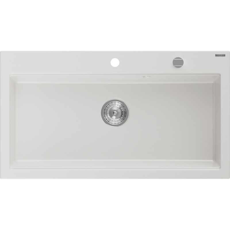 Mexen Slido 1-bowl granite kitchen sink 900 x 500 mm, white, chrome trap - 6528901005-20