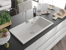 Mexen Slido granite sink 1-bowl 900 x 500 mm, white, chrome siphon - 6528901005-20