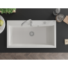 Mexen Slido 1-bowl granite kitchen sink 900 x 500 mm, white, chrome trap - 6528901005-20