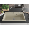 Mexen Slido single-bowl granite kitchen sink 900 x 500 mm, beige, chrome drain trap - 6528901005-69