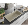 Mexen Slido single-bowl granite kitchen sink 900 x 500 mm, beige, chrome drain trap - 6528901005-69