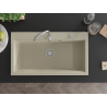 Mexen Slido single-bowl granite kitchen sink 900 x 500 mm, beige, chrome drain trap - 6528901005-69