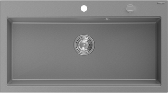 Mexen Slido 1-bowl granite sink 900 x 500 mm, gray, chrome trap - 6528901005-71
