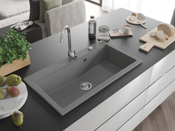 Mexen Slido 1-bowl granite sink 900 x 500 mm, gray, chrome siphon - 6528901005-71