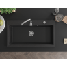 Mexen Slido 1-Bowl Granite Sink 900 x 500 mm, Black/Metallic Silver, Chrome Waste Trap - 6528901005-73