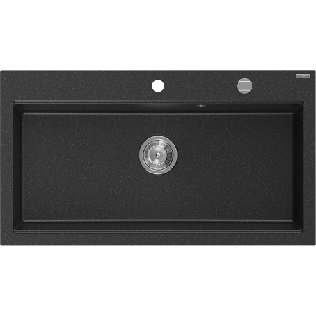 Mexen Slido granite sink 1-bowl 900 x 500 mm, black/silver metallic, chrome siphon - 6528901005-73