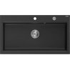 Mexen Slido 1-Bowl Granite Sink 900 x 500 mm, Black/Metallic Silver, Chrome Waste Trap - 6528901005-73