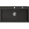 Mexen Slido single-bowl granite sink 900 x 500 mm, black/metallic gold, chrome waste trap - 6528901005-75