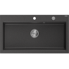 Mexen Slido 1-bowl granite kitchen sink 900 x 500 mm, speckled black, chrome siphon - 6528901005-75 - 6528901005-76