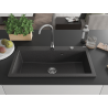 Mexen Slido granite kitchen sink 1-bowl 900 x 500 mm, black spotted, chrome siphon - 6528901005-75 - 6528901005-76
