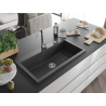 Mexen Slido granite kitchen sink 1-bowl 900 x 500 mm, black spotted, chrome siphon - 6528901005-75 - 6528901005-76