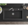 Mexen Slido 1-bowl granite kitchen sink 900 x 500 mm, speckled black, chrome siphon - 6528901005-75 - 6528901005-76