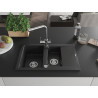 Mexen Gaspar granite sink 1.5-bowl with drainer and Duero kitchen faucet, black - 6507-77-671600-00