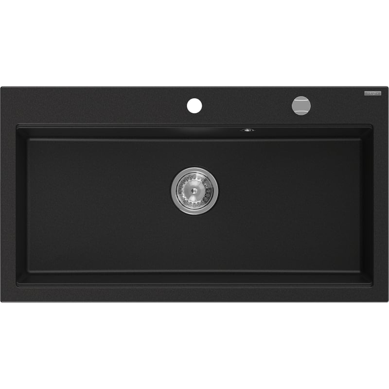 Mexen Slido 1-Bowl Granite Sink 900 x 500 mm, Black, Chrome Siphon - 6528901005-77