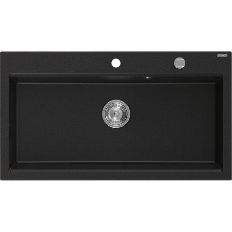 Mexen Slido 1-Bowl Granite Sink 900 x 500 mm, Black, Chrome Siphon - 6528901005-77