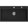 Mexen Slido 1-Bowl Granite Sink 900 x 500 mm, Black, Chrome Siphon - 6528901005-77