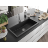 Mexen Slido 1-Bowl Granite Sink 900 x 500 mm, Black, Chrome Siphon - 6528901005-77