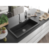 Mexen Slido 1-bowl granite sink 900 x 500 mm, black, chrome waste trap - 6528901005-77