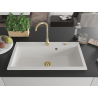 Mexen Slido granite sink 1-bowl 900 x 500 mm, white, gold siphon - 6528901005-20-G
