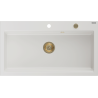 Mexen Slido granite sink 1-bowl 900 x 500 mm, white, gold siphon - 6528901005-20-G
